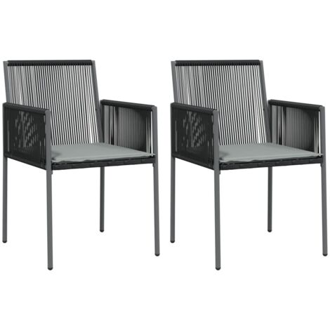 Chaises de jardin et coussins lot de 2  Chaises d'extérieur noir 54x60,5x83,5 cm