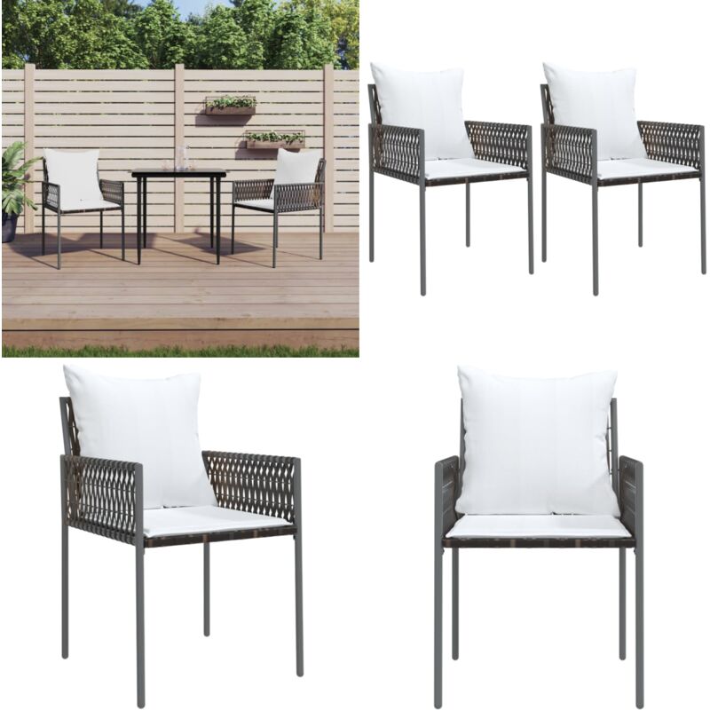 Vidaxl - Chaises de jardin et coussins lot de 2 marron 54x61x83 cm rotin - Chaise De Jardin - Mobilier De Jardin - Terrasse - Décoration Extérieure