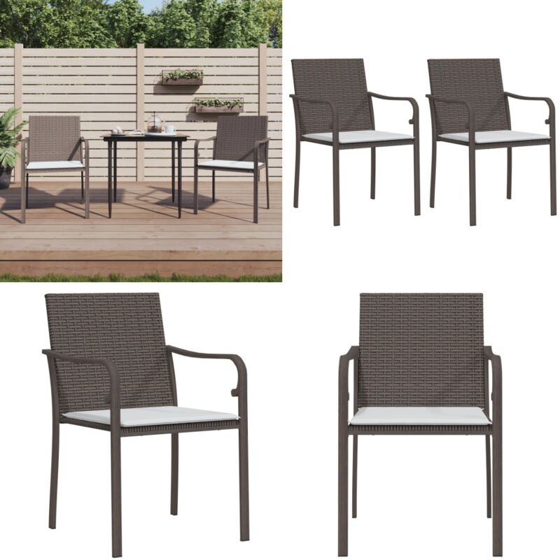 Chaises de jardin et coussins lot de 2 marron 56x59x84 cm rotin - Chaise De Jardin - Mobilier De Jardin - Fauteuil Extérieur - Décoration Extérieure