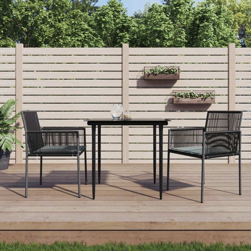 Vidaxl - Chaises de jardin et coussins lot de 2 noir 54x60,5x83,5 cm