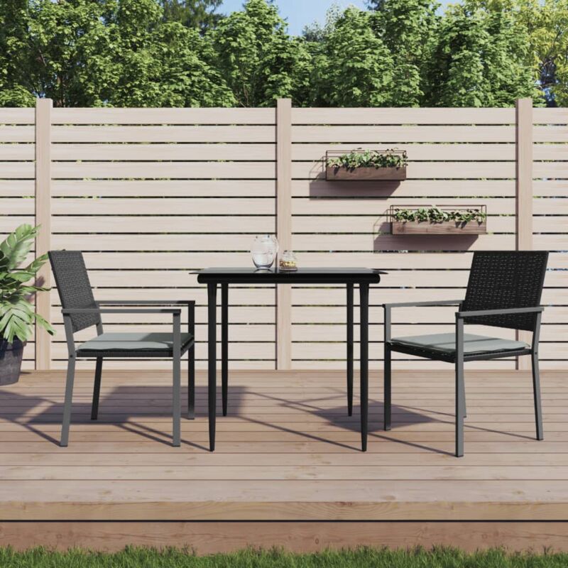 Vidaxl - Chaises de jardin et coussins lot de 2 noir 54x62,5x89 cm rotin