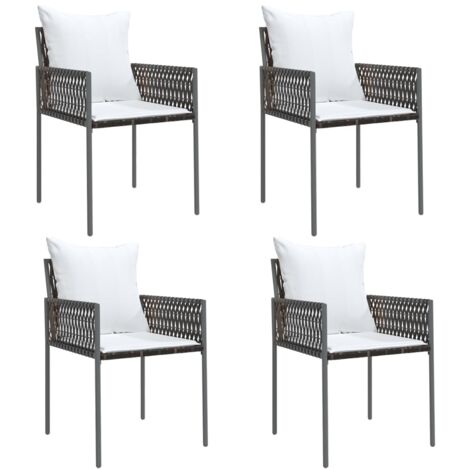 Chaises de jardin et coussins lot de 4 marron 54x61x83 rotin