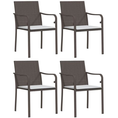 Chaises de jardin et coussins lot de 4 marron 56x59x84 rotin