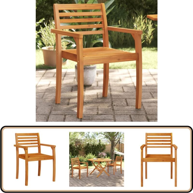 Chaises de jardin lot de 2 59x55x85 cm bois massif d'acacia - Chaise De Jardin - Mobilier De Jardin - Chaise Extérieure - Fauteuil De Jardin - Acacia