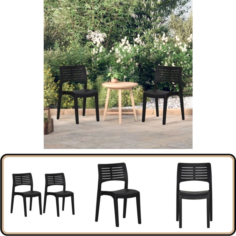 Chaises de jardin lot de 2 Anthracite Polypropylène - Chaise De Jardin - Chaise Extérieure - Chaise D'extérieur - Mobilier De Jardin - Fauteuil De
