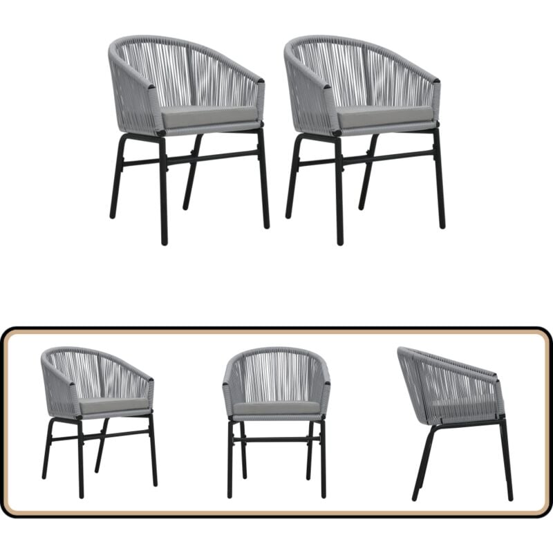 Chaises de jardin lot de 2 Anthracite Rotin pe - Chaise De Jardin - Chaise Extérieure - Mobilier De Jardin - Rotin pe - Fauteuil De Jardin