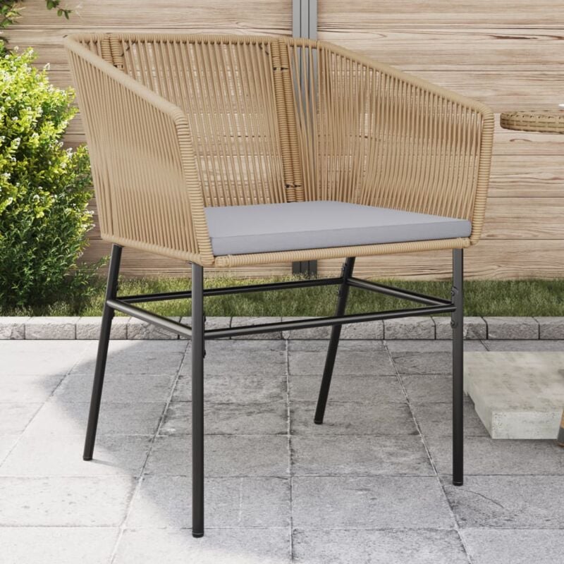 Vidaxl - Chaises de jardin lot de 2 et coussins marron rotin