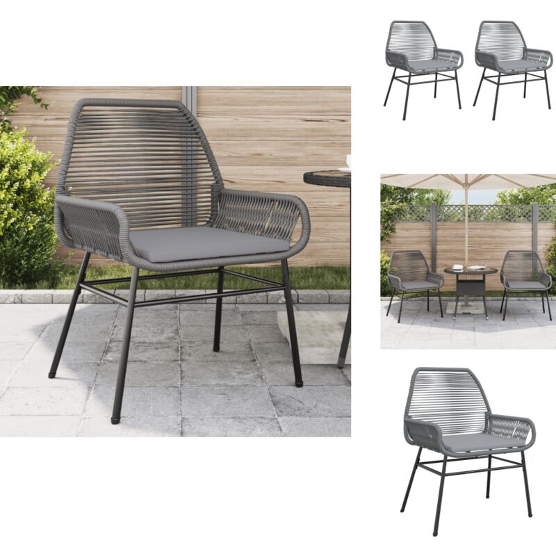 Chaises de jardin lot de 2 avec coussins gris résine tressée - Chaise De Jardin - Fauteuil De Jardin - Mobilier De Jardin - Résine Tressée - Chaise