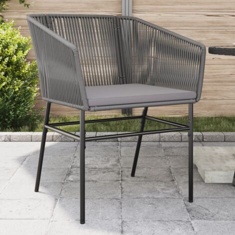 Chaises de jardin lot de 2 avec coussins gris résine tressée vidaXL