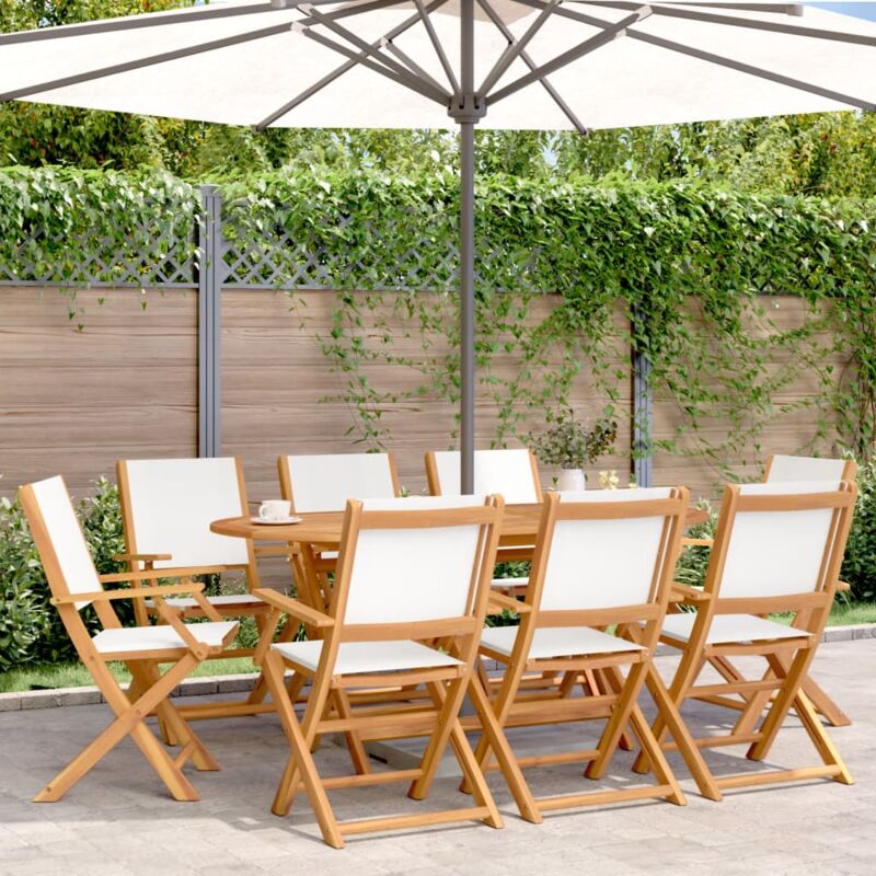 Vidaxl - Chaises de jardin pliantes lot de 8 tissu et bois massif