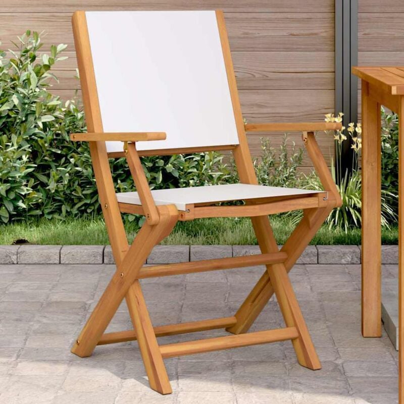 Chaises de jardin lot de 2 blanc crème bois acacia massif tissu Vidaxl