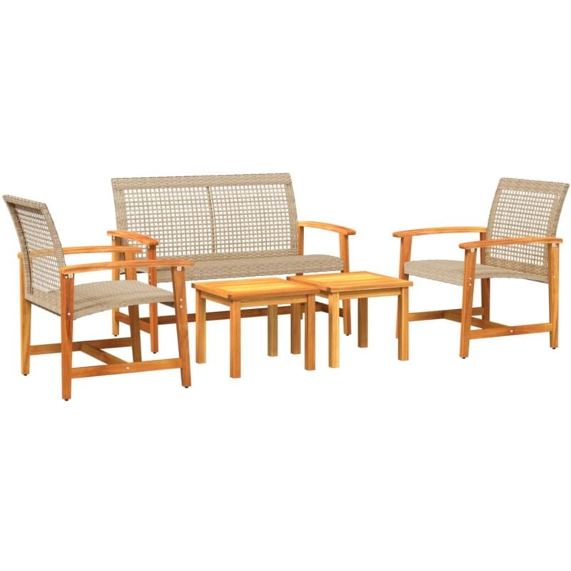 Vidaxl - Salon de jardin 5 pcs beige résine tressée et bois d'acacia