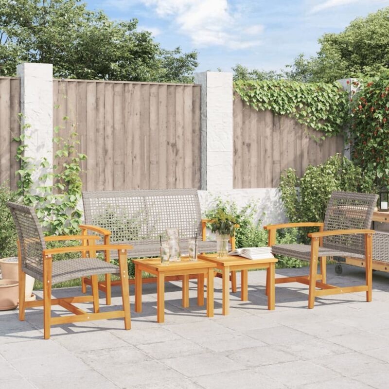 Gris VIDAXL 5 pieces resine tressee salon de jardin
