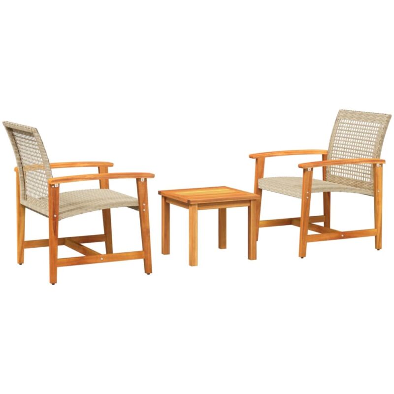 Set Da Bistrot 3 Pz Beige In Polyrattan E Legno Di Acacia - Vidaxl