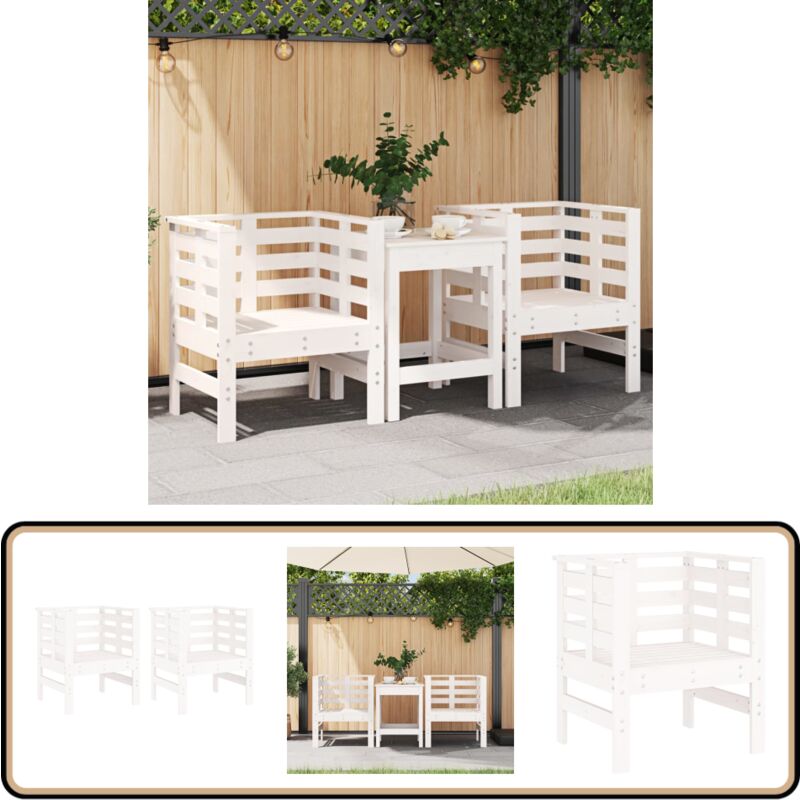 Chaises de jardin lot de 2 blanc 61,5x53x71 cm bois pin massif - Chaise De Jardin - Mobilier De Jardin - Chaise Extérieure - Fauteuil De Jardin