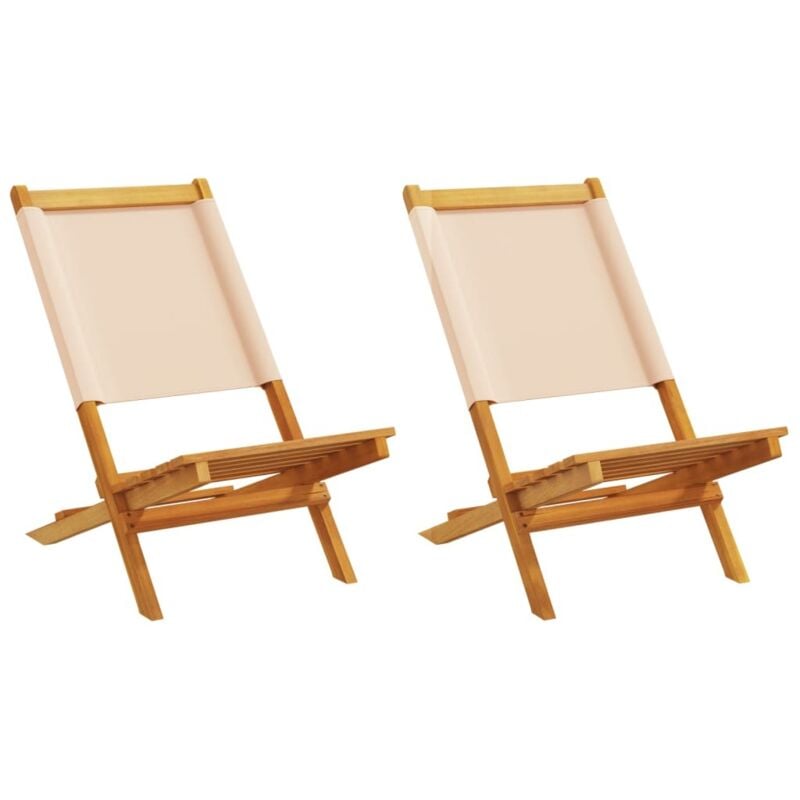 Chaises de jardin lot de 2 beige bois d'acacia massif et tissu - Vidaxl