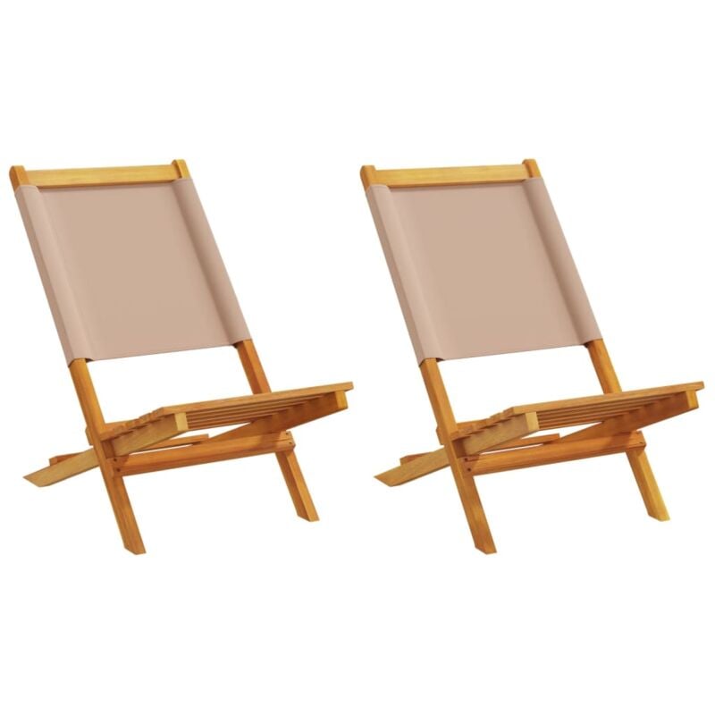 Chaises de jardin lot de 2 taupe bois d'acacia massif et tissu Vidaxl