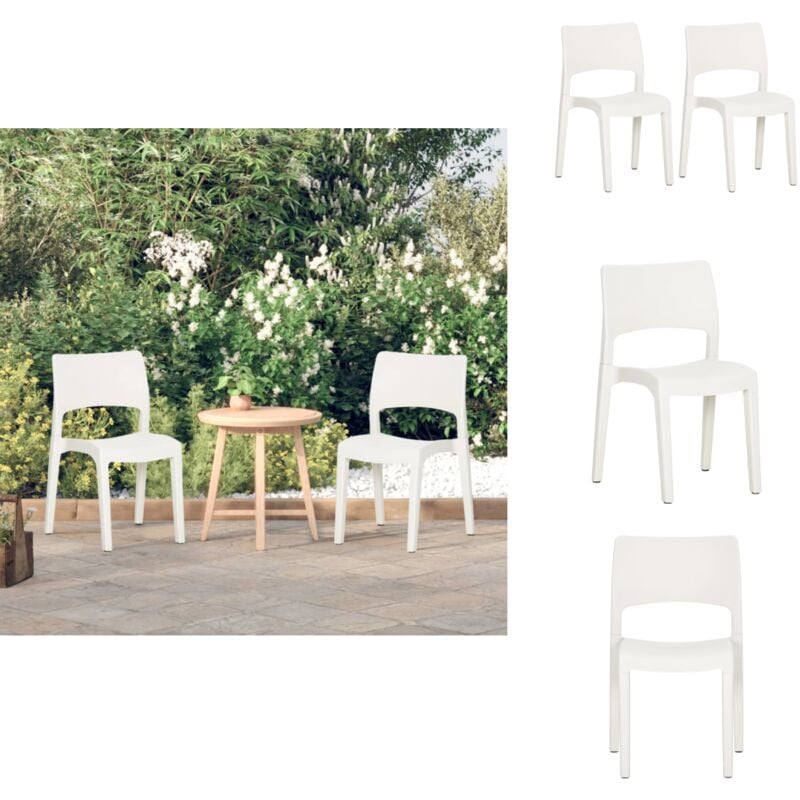 Chaises de jardin lot de 2 Blanc Polypropylène - Chaise De Jardin - Chaise Extérieure - Meubles De Jardin - Mobilier De Jardin - Chaise En Plastique