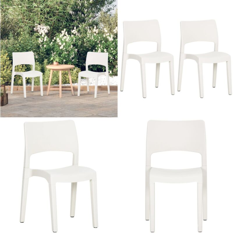Chaises de jardin lot de 2 Blanc Polypropylène - Chaise De Jardin - Chaise Extérieure - Meubles De Jardin - Mobilier De Jardin - Chaise En Plastique