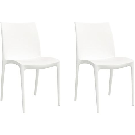 Chaises de jardin lot de 2  Chaises d'extérieur blanc 50x46x80 cm polypropylène