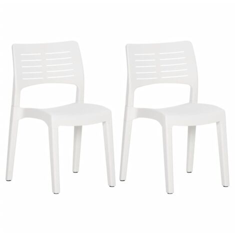 Chaises de jardin lot de 2  Chaises d'extérieur Blanc Polypropylène