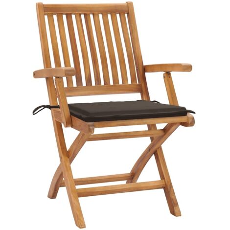 Chaises de jardin lot de 2  Chaises d'extérieur et coussins taupe Bois teck massif
