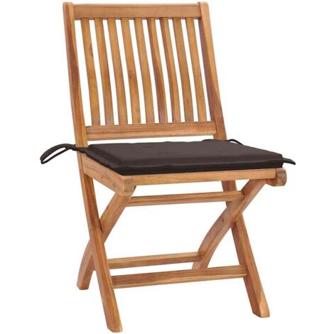 Chaises de jardin lot de 2  Chaises d'extérieur et coussins taupe Bois teck massif