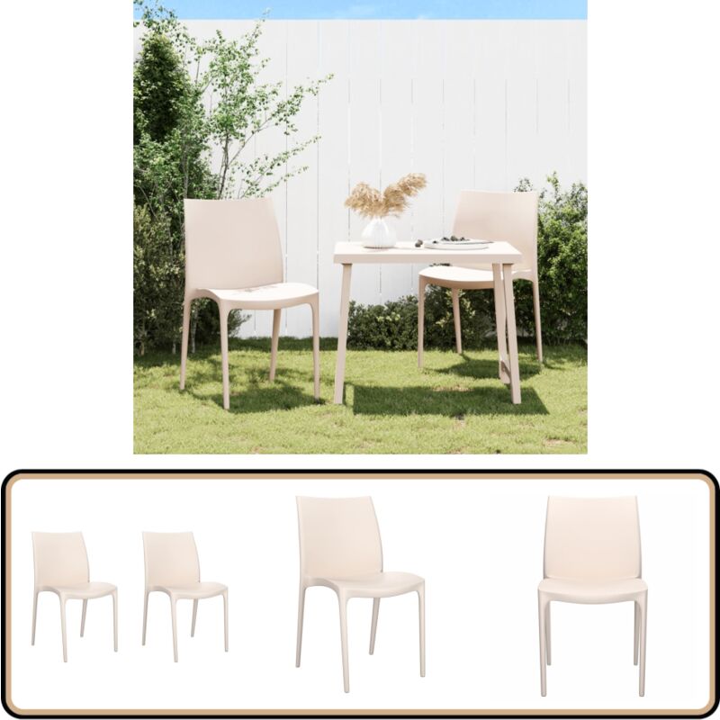 Chaises de jardin lot de 2 crème 50x46x80 cm polypropylène - Chaise De Jardin - Chaise Extérieure - Mobilier De Jardin - Chaises Empilables - Chaise