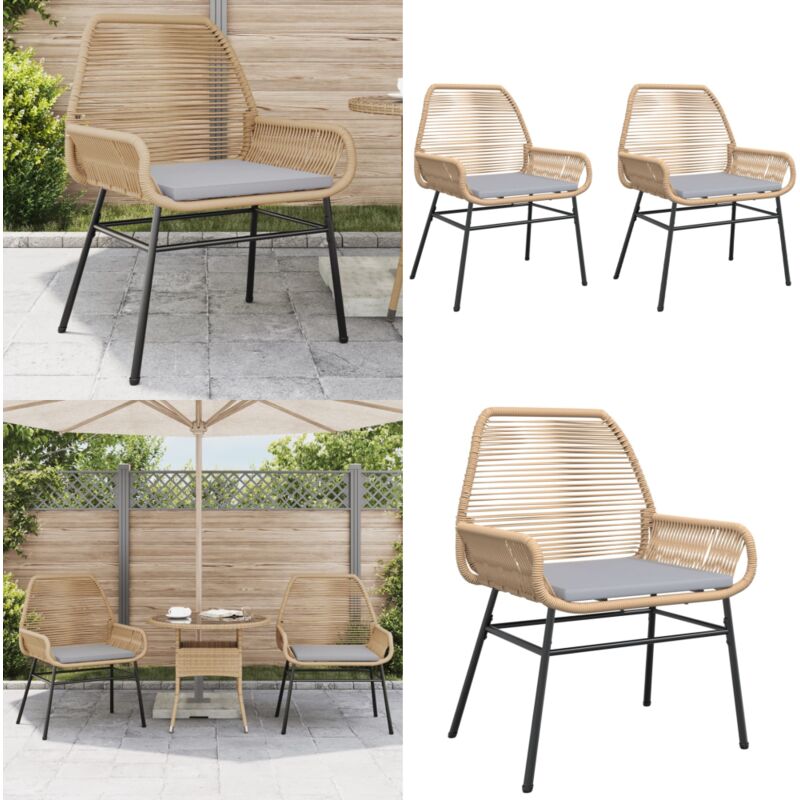 Chaises de jardin lot de 2 et coussins marron rotin - Chaise De Jardin - Fauteuil De Jardin - Mobilier De Jardin - Résine Tressée - Rotin Artificiel