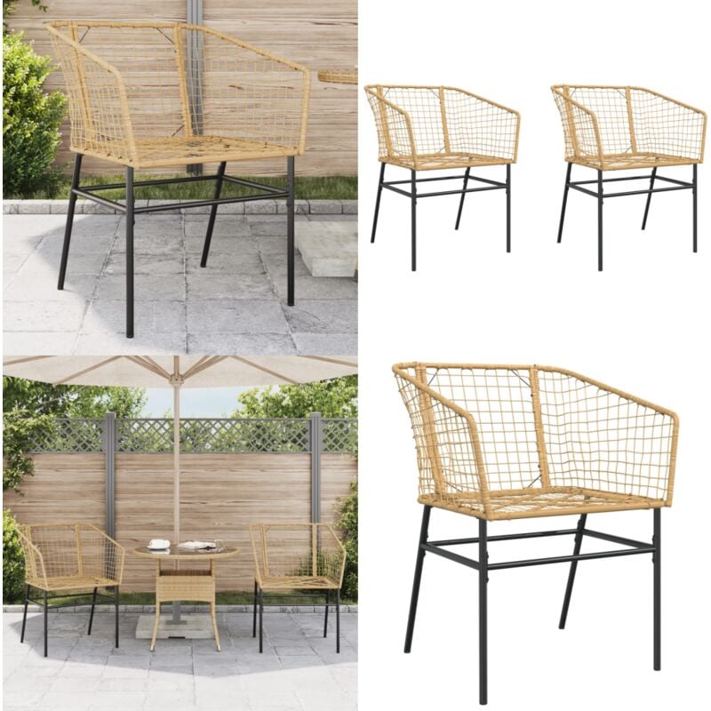 Chaises de jardin lot de 2 marron résine tressée - Chaise De Jardin - Mobilier De Jardin - Fauteuil De Jardin - Résine Tressée - Rotin Synthétique