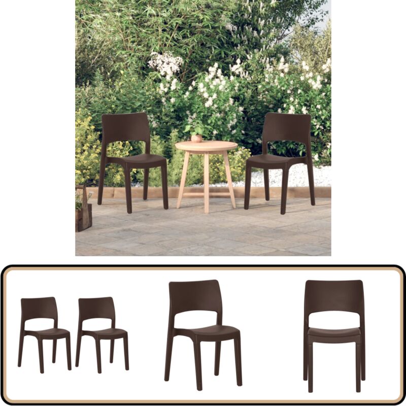 Chaises de jardin lot de 2 Moka Polypropylène - Chaise De Jardin - Chaise Extérieure - Meubles De Jardin - Mobilier De Jardin - Chaise En