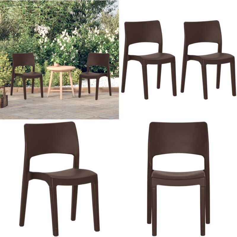 Chaises de jardin lot de 2 Moka Polypropylène - Chaise De Jardin - Chaise Extérieure - Meubles De Jardin - Mobilier De Jardin - Chaise En