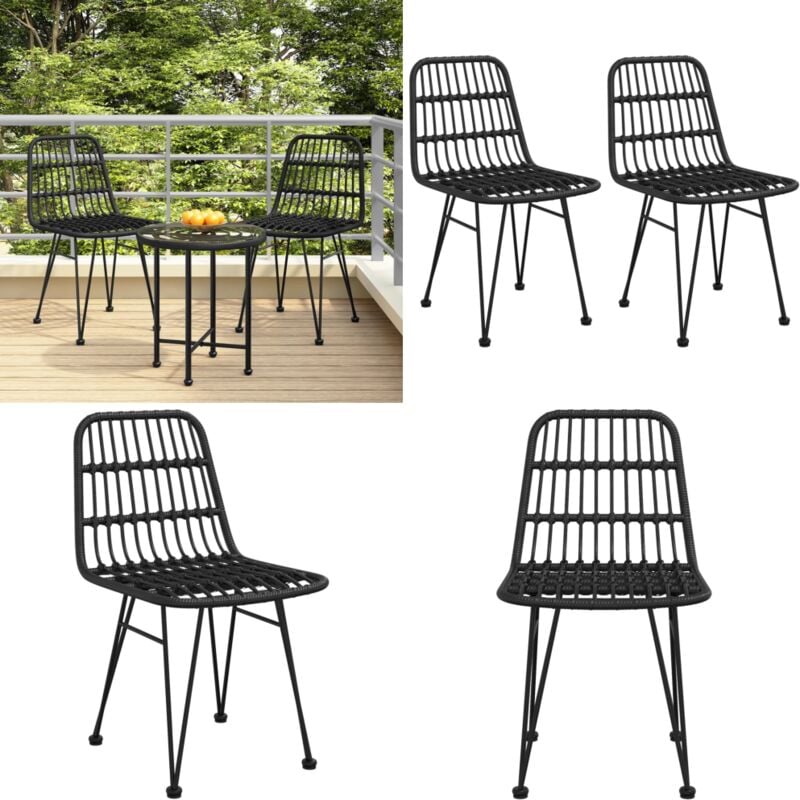 Chaises de jardin lot de 2 Noir 48x62x84 cm Résine tressée - Chaise De Jardin - Meubles De Jardin - Salon De Jardin - Fauteuil De Jardin - Résine