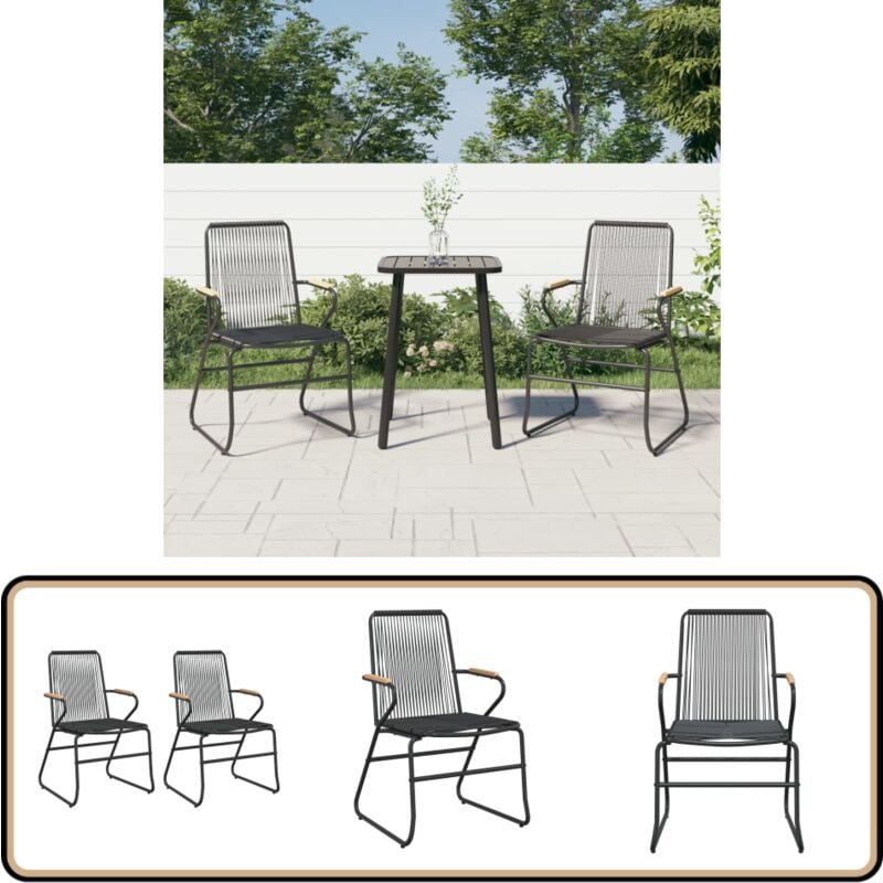 Chaises de jardin lot de 2 noir 58x59x85,5 cm Rotin pvc - Chaise De Jardin - Mobilier De Jardin - Fauteuil De Jardin - Salon De Jardin - Rotin Pvc