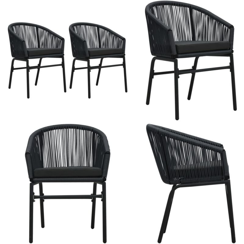 Chaises de jardin lot de 2 Noir Rotin pe - Chaise De Jardin - Chaise Extérieure - Mobilier De Jardin - Rotin pe - Acier Enduit De Poudre - Home &