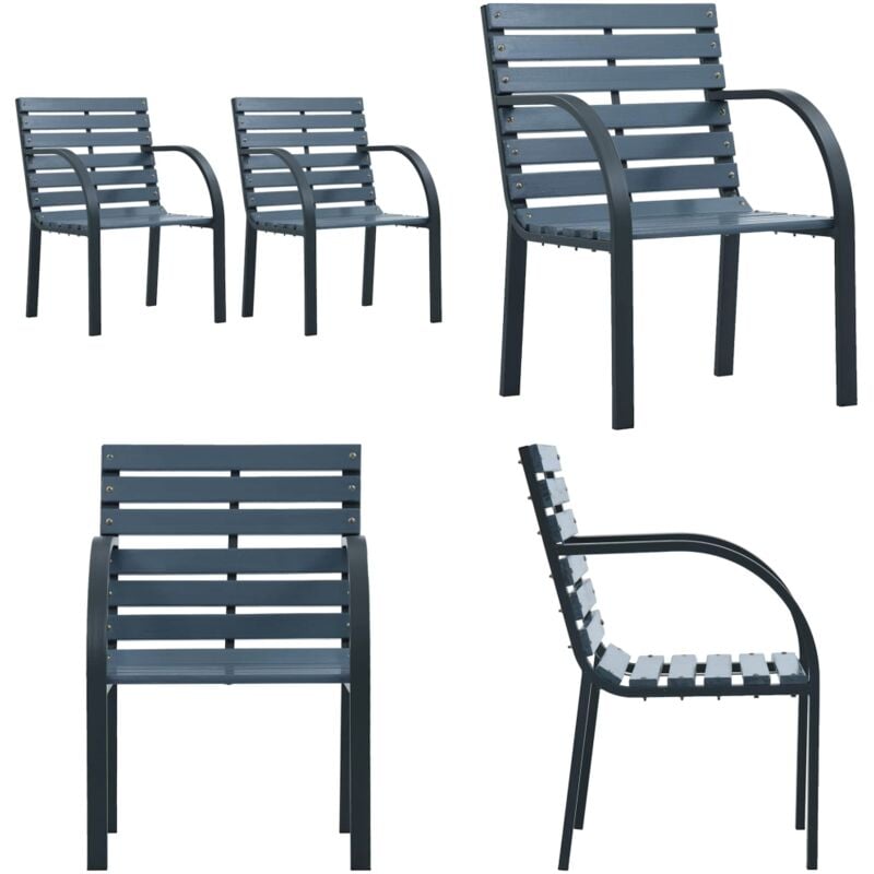 Chaises de jardin lot de 2 sapin massif acier enduit de poudre - Chaise De Jardin - Banc De Jardin - Mobilier De Jardin - Bois Massif - Sapin - Home