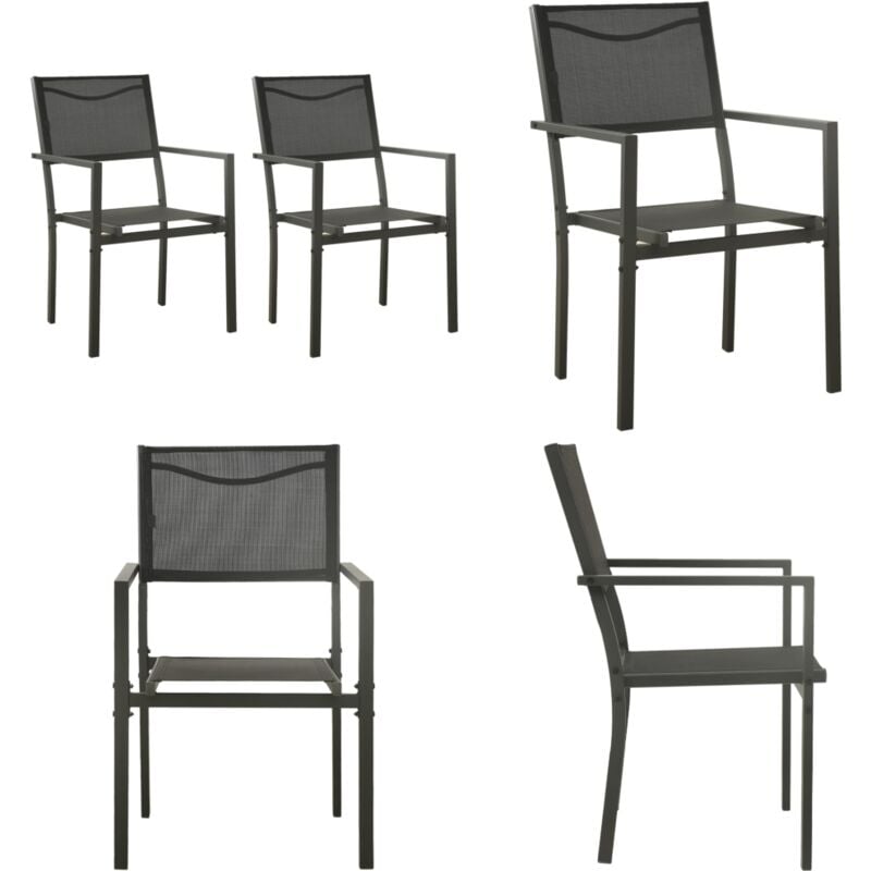 Chaises de jardin lot de 2 Textilène et acier Noir anthracite - Chaise De Jardin - Chaises De Jardin - Mobilier De Jardin - Chaise Extérieure