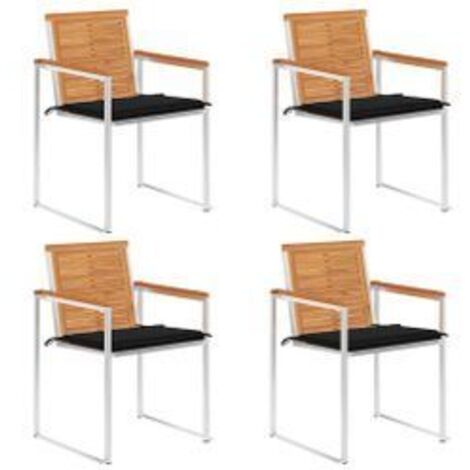 Chaises de jardin lot de 4 avec coussins Bois d'acacia massif