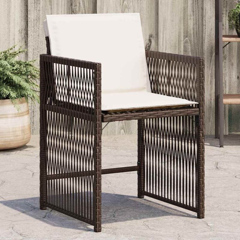 Chaises de jardin avec coussins lot de 4 marron résine tressée - Vidaxl