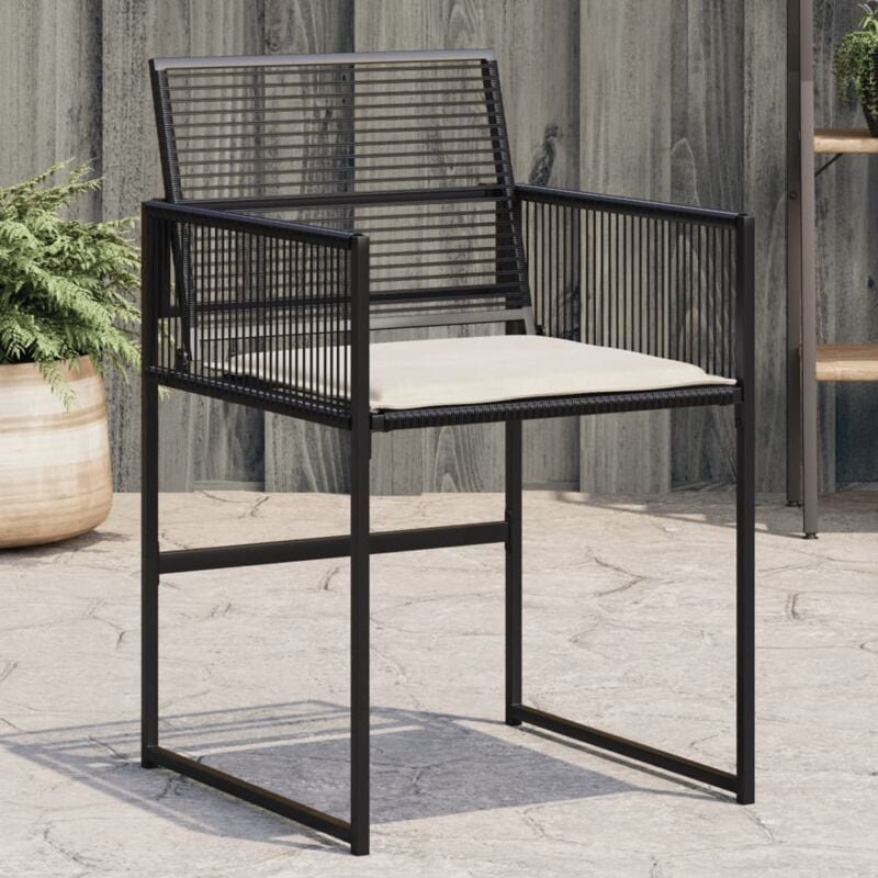 Vidaxl - Chaises de jardin lot de 4 avec coussins noir résine tressée
