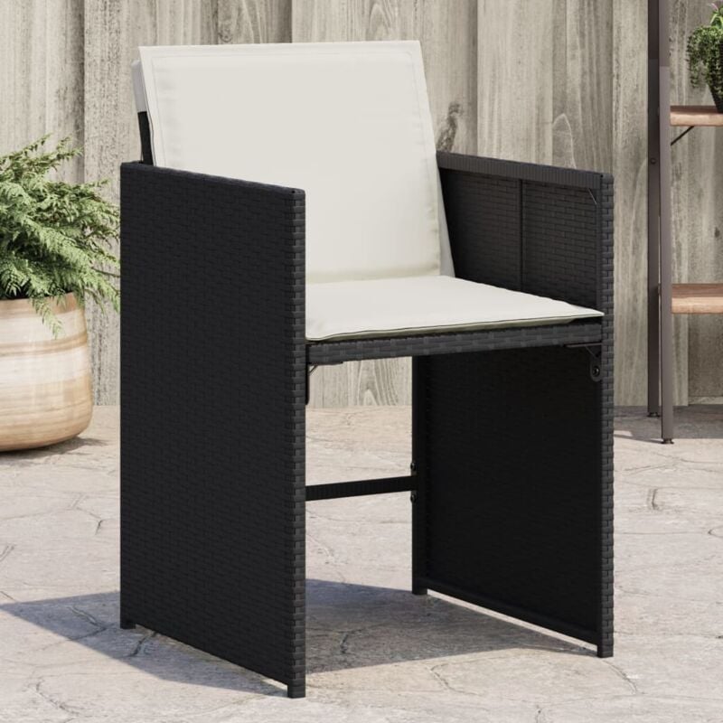 Chaises de jardin lot de 4 avec coussins noir résine tressée - Vidaxl