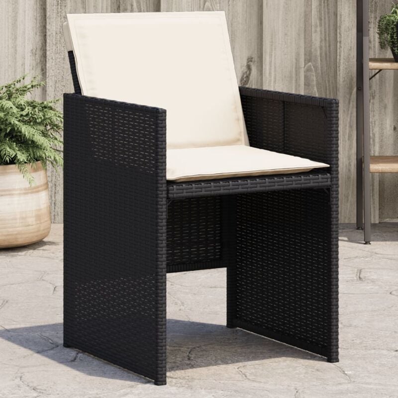 Vidaxl - Chaises de jardin lot de 4 avec coussins noir résine tressée