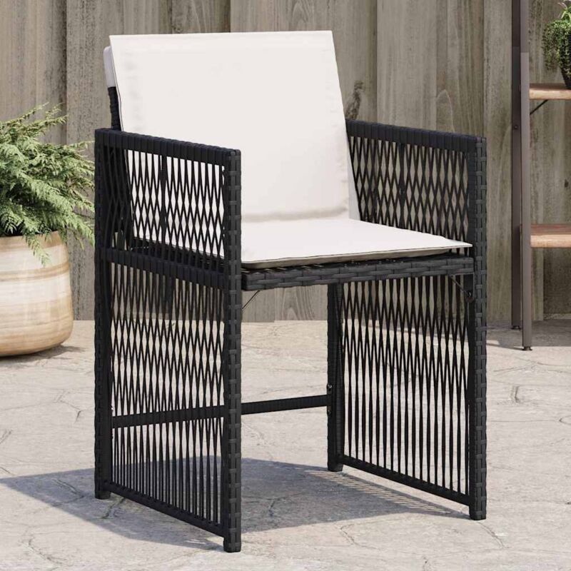 Chaises de jardin lot de 4 avec coussins noir résine tressée Vidaxl