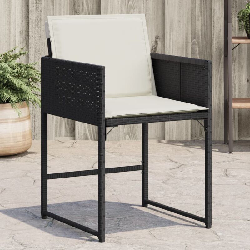 Chaises de jardin lot de 4 avec coussins noir résine tressée Vidaxl