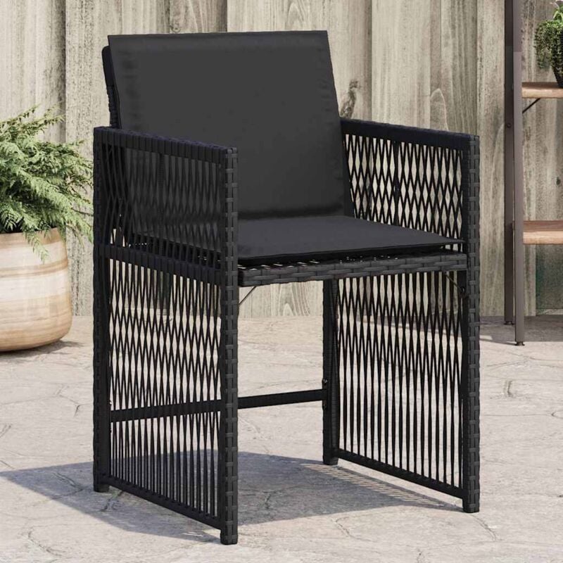 Chaises de jardin lot de 4 avec coussins noir résine tressée Vidaxl