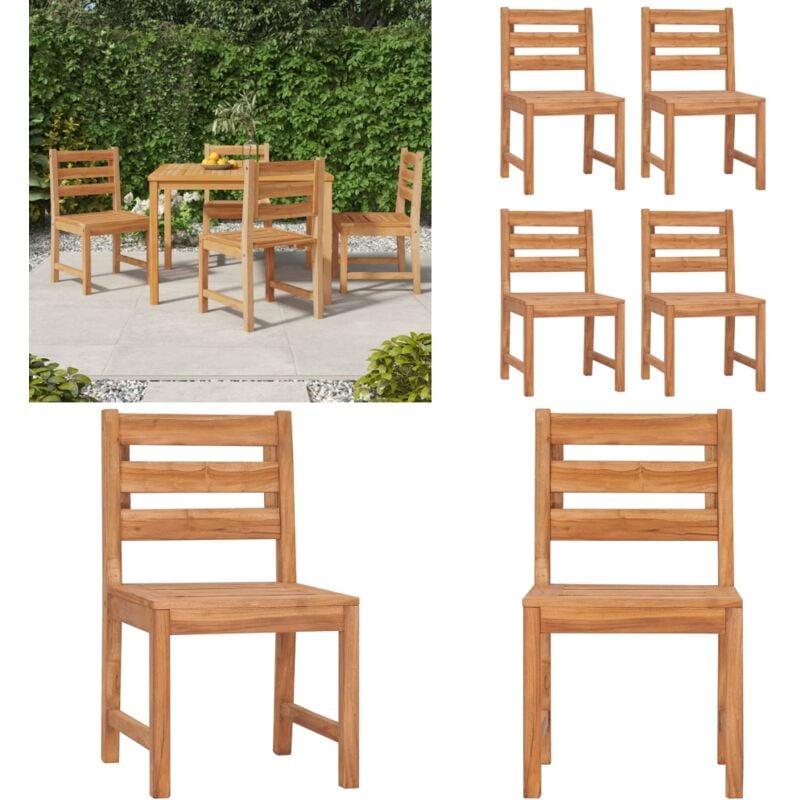 Chaises de jardin lot de 4 Bois de teck solide - Chaise De Jardin - Meubles De Jardin - Teck - Chaise Extérieure - Mobilier Extérieur - Home & Living
