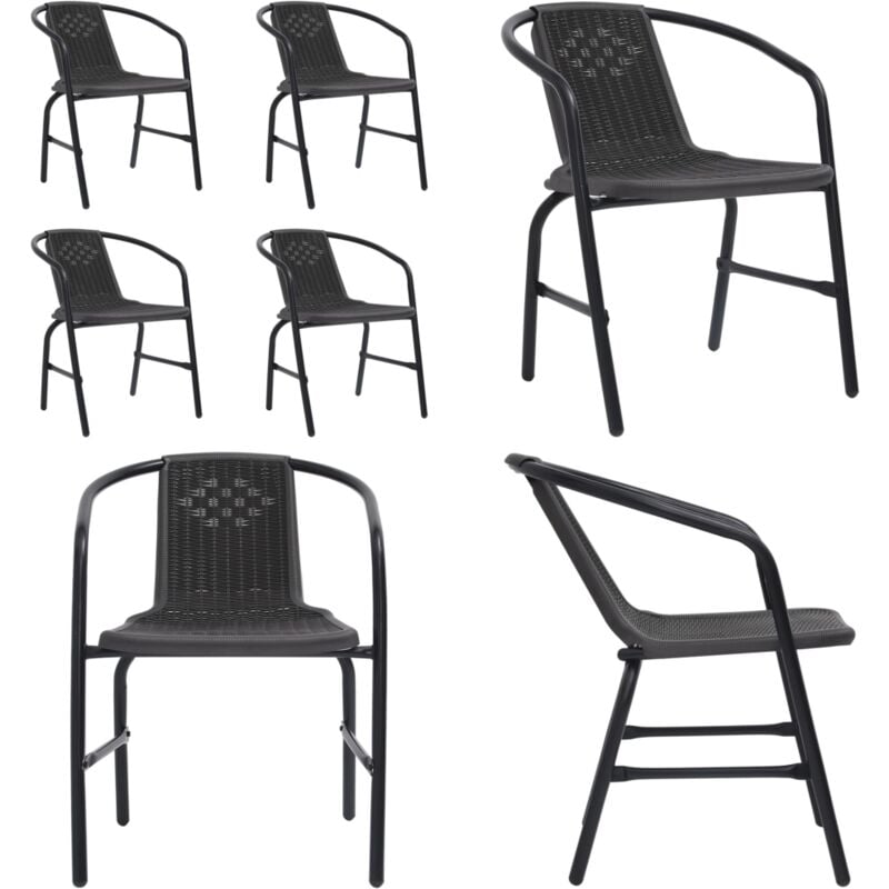 Vidaxl - Chaises de jardin lot de 4 Rotin plastique et acier 110 kg - Chaise De Jardin - Ensemble De Chaises - Meubles De Jardin - Rotin Plastique