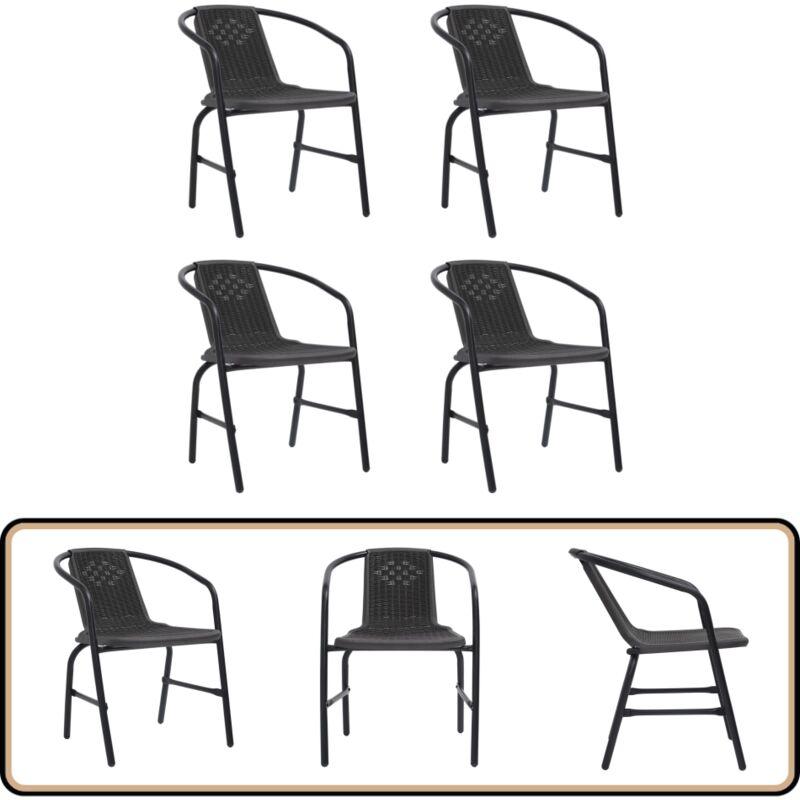 Chaises de jardin lot de 4 Rotin plastique et acier 110 kg - Chaise De Jardin - Ensemble De Chaises - Meubles De Jardin - Rotin Plastique - Chaise