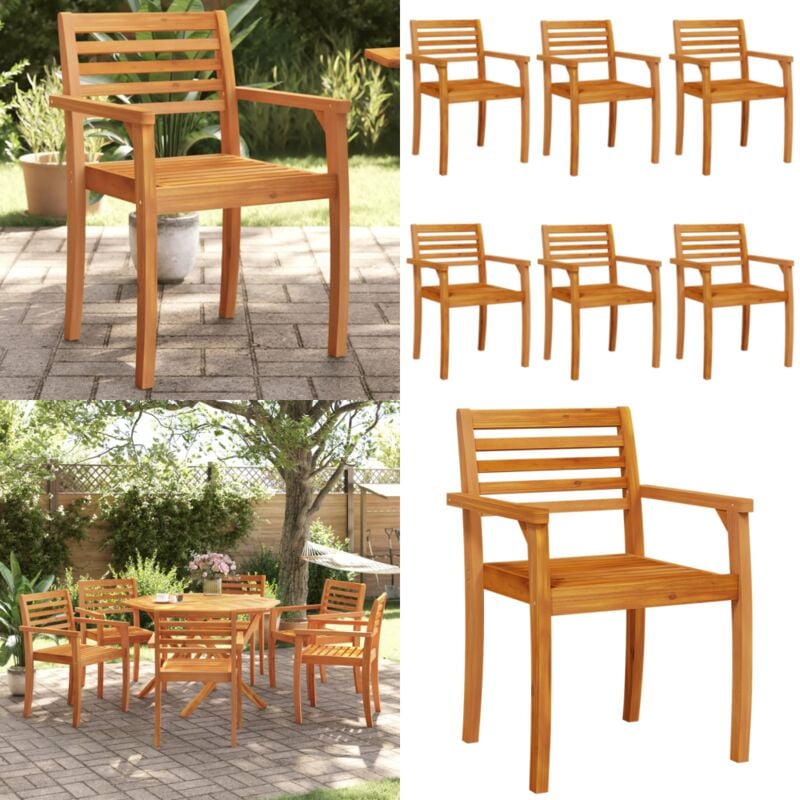 Chaises de jardin lot de 6 59x55x85 bois massif d'acacia - Chaise De Jardin - Mobilier De Jardin - Fauteuil De Jardin - Acacia - Bois Massif - Home &