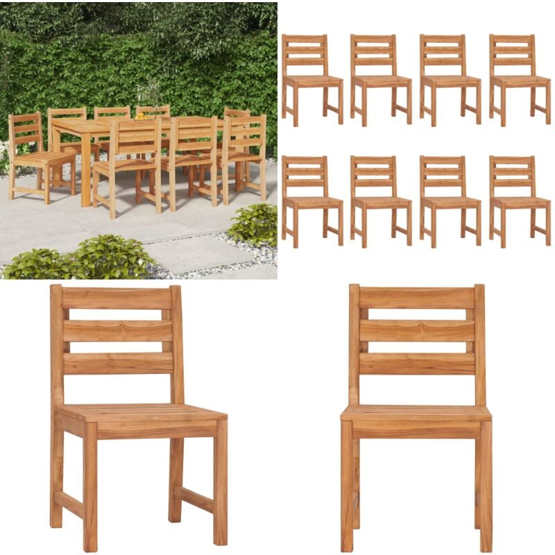 Chaises de jardin lot de 8 Bois de teck solide - Chaise De Jardin - Meubles De Jardin - Teck Massif - Chaise Extérieure - Mobilier Extérieur - Home &